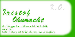 kristof ohnmacht business card